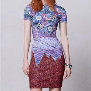 Multicolored, bold graphic printed dress from Anthropologie - size 10